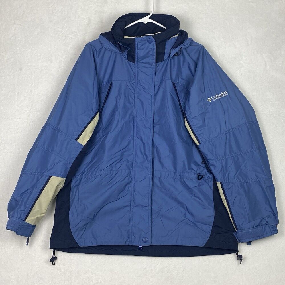 Columbia Fire Ridge Jacket Womens Large Blue Hooded Full Zip Pockets Outdoors